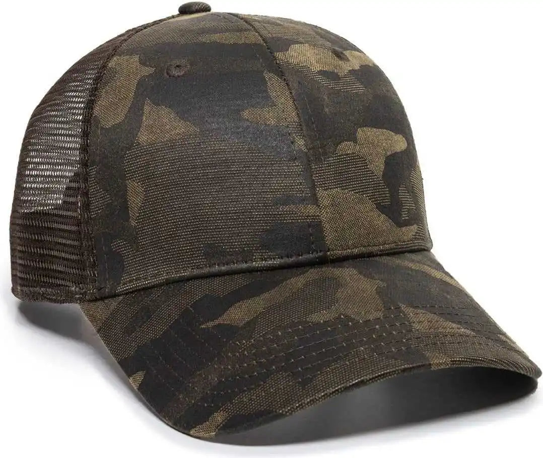 Oc Sports Oc802 Adjustable Etched Camo Canvas Front Panels Mesh Back Cap - Light Brown - Osfm