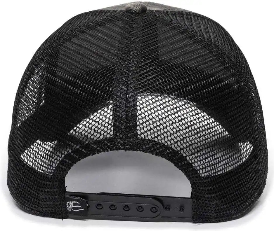 Oc Sports Oc802 Adjustable Etched Camo Canvas Front Panels Mesh Back Cap - Gray Black - 6 7/8’’ - 7 1/2’’