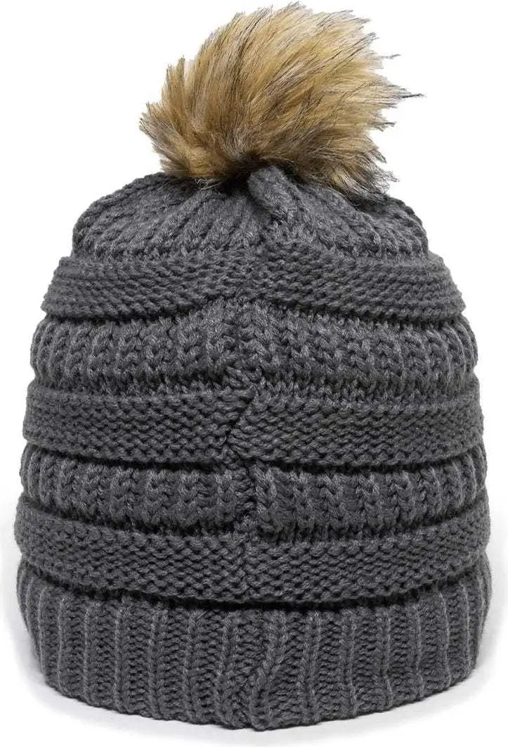Oc Sports Oc805 Ladies Beanie with Pom - Charcoal Gold