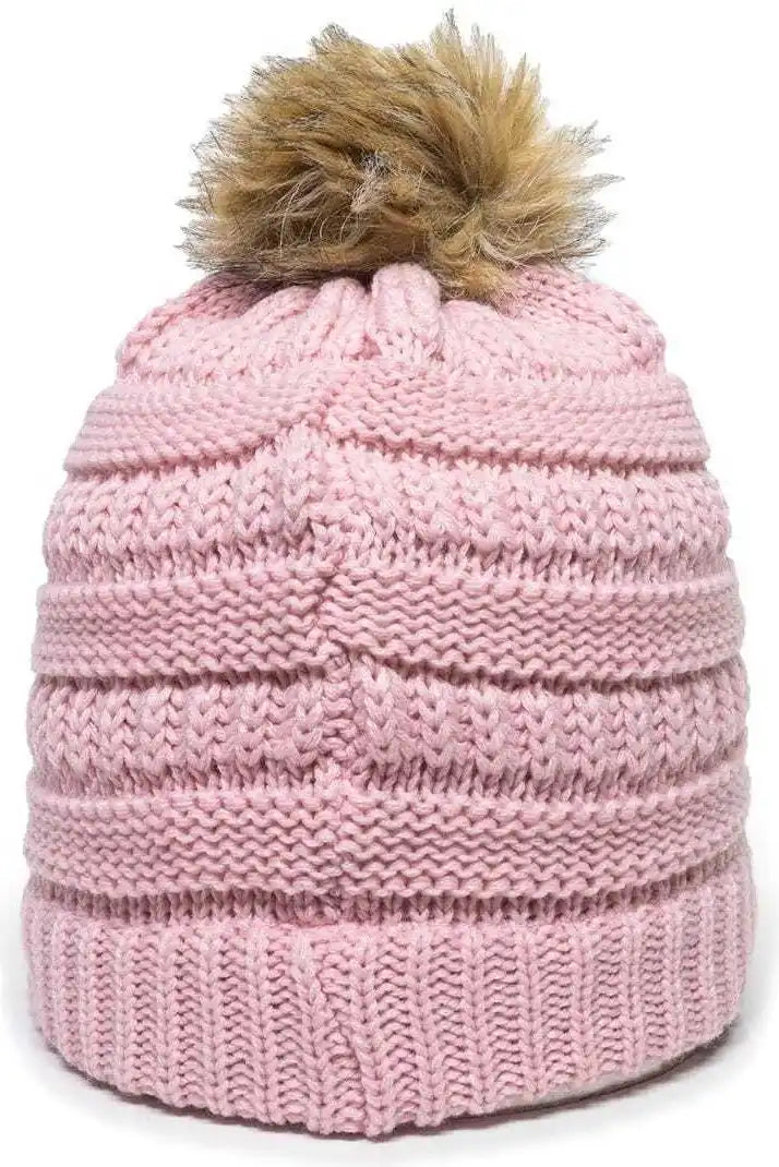 Oc Sports Oc805 Ladies Beanie with Pom - Rose Gold - Pink / one Size Fits Most