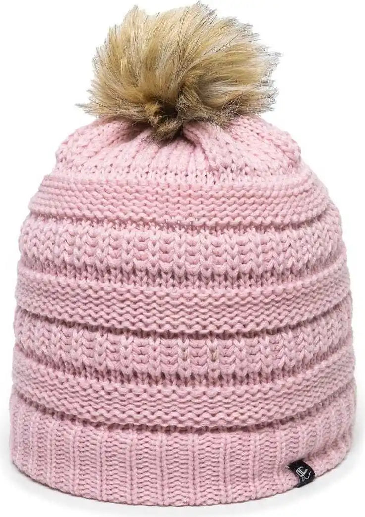 Oc Sports Oc805 Ladies Beanie with Pom - Rose Gold - Pink / one Size Fits Most