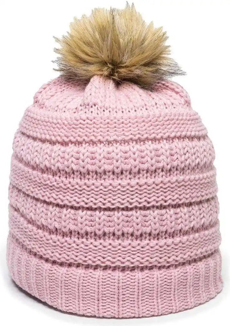 Oc Sports Oc805 Ladies Beanie with Pom - Rose Gold - Pink / one Size Fits Most