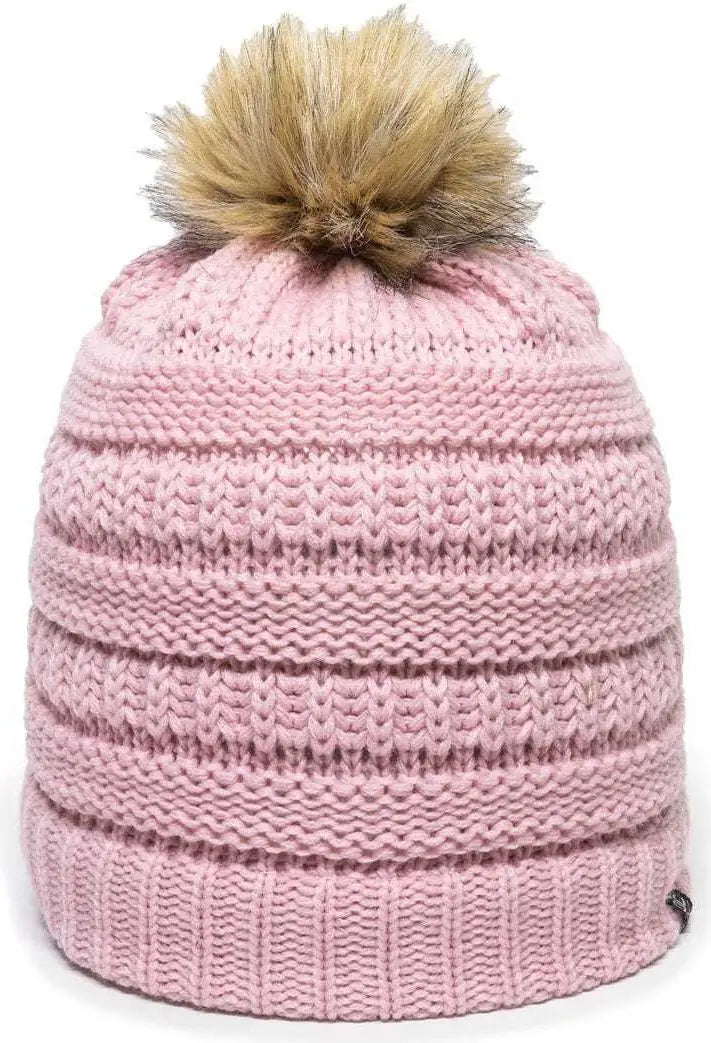 Oc Sports Oc805 Ladies Beanie with Pom - Rose Gold - Pink / one Size Fits Most