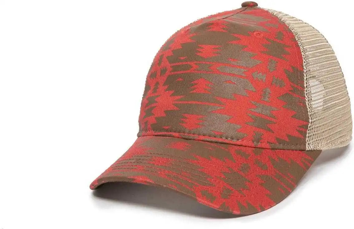 Oc Sports Oc901m Print Design Crown Cap Red Tea Stain Rea / 6 7/8’’ 7 1/2’’