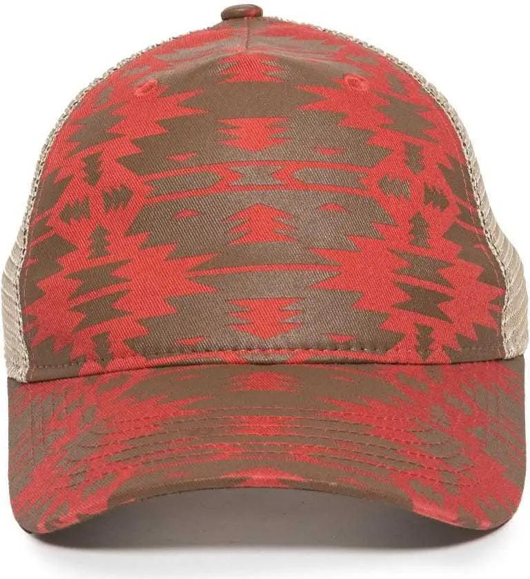 Oc Sports Oc901m Print Design Crown Cap - Red Tea Stain - Rea / 6 7/8’’ - 7 1/2’’