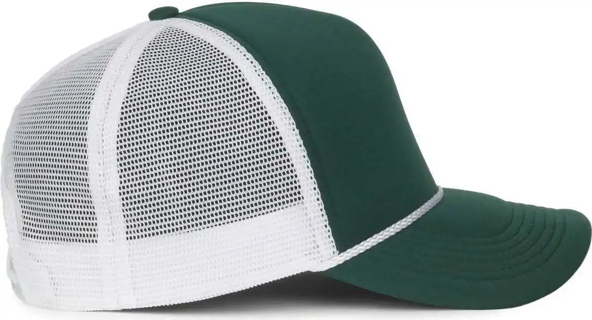 Oc Sports Ocfoam 5 Panel Foam Mesh Trucker with Cord Cap - Dark Green White - Osfm