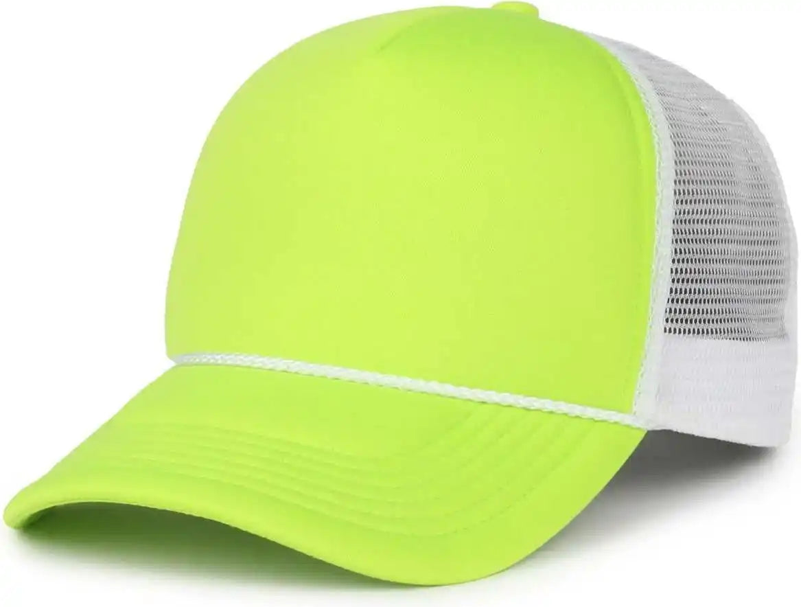 Oc Sports Ocfoam 5 Panel Foam Mesh Trucker with Cord Cap - Neon Lime White - Osfm