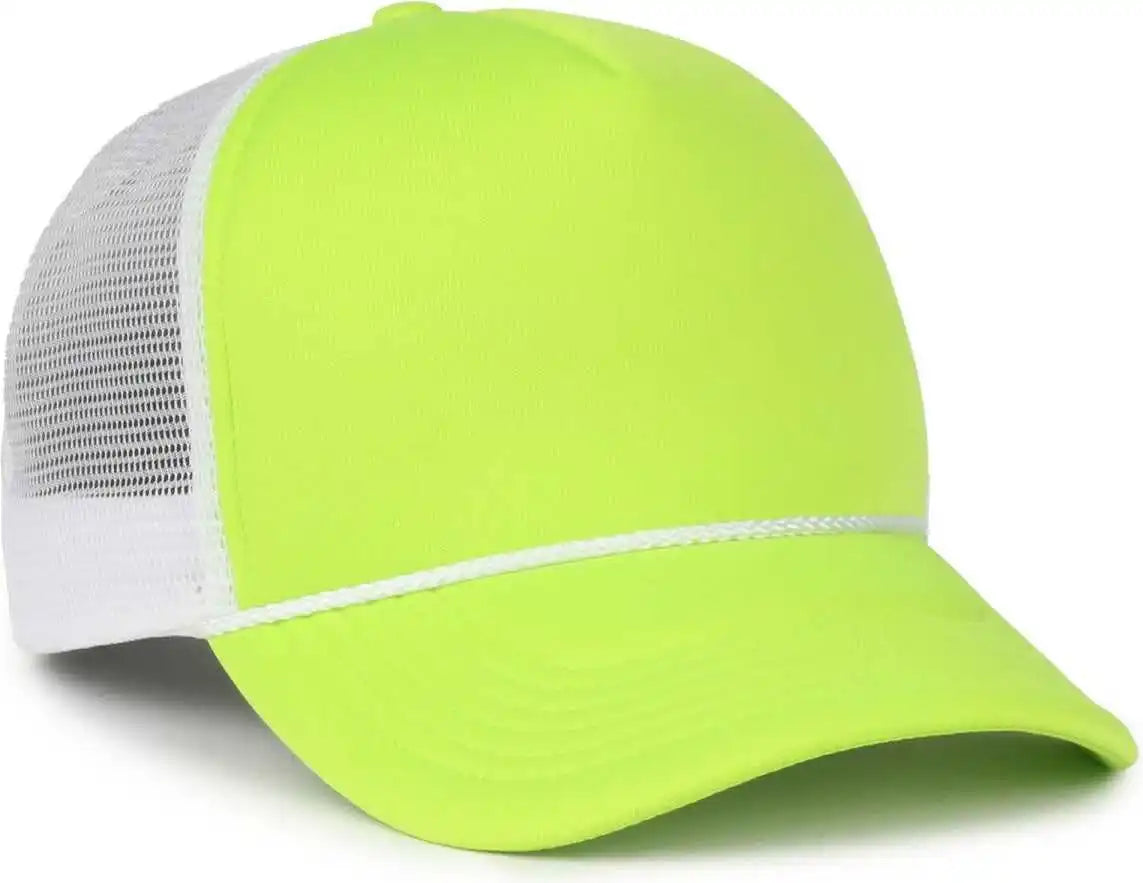 Oc Sports Ocfoam 5 Panel Foam Mesh Trucker with Cord Cap - Neon Lime White - Osfm
