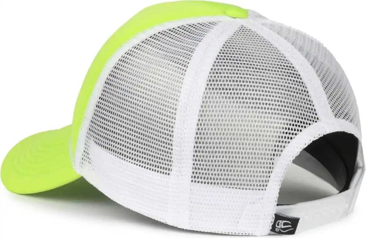 Oc Sports Ocfoam 5 Panel Foam Mesh Trucker with Cord Cap - Neon Lime White - Osfm