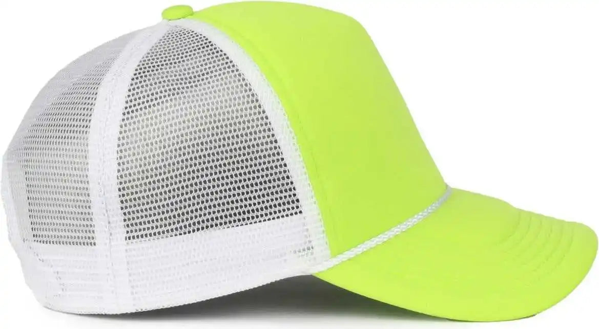 Oc Sports Ocfoam 5 Panel Foam Mesh Trucker with Cord Cap - Neon Lime White - Osfm