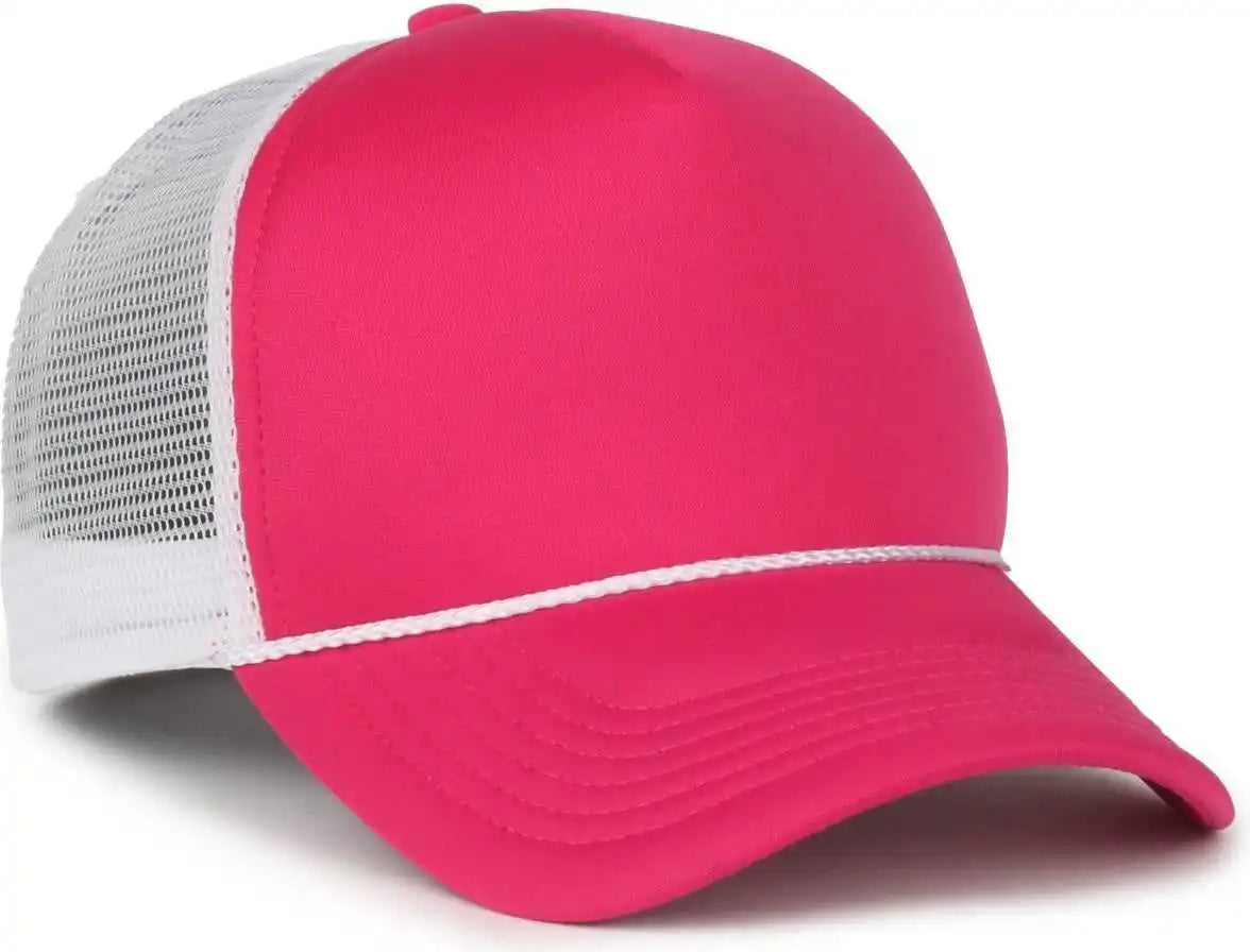 Oc Sports Ocfoam 5 Panel Foam Mesh Trucker with Cord Cap - Neon Pink White - Osfm