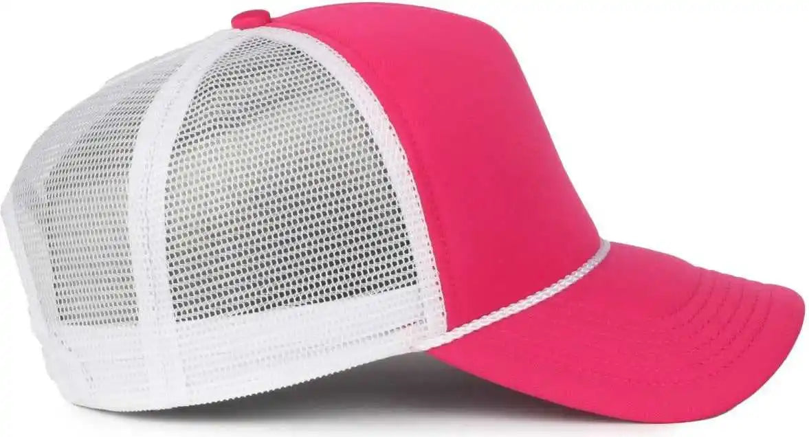 Oc Sports Ocfoam 5 Panel Foam Mesh Trucker with Cord Cap - Neon Pink White - Osfm