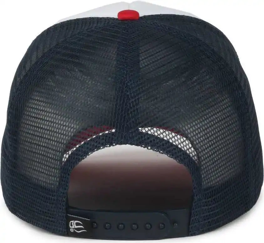 Oc Sports Ocfoam 5 Panel Foam Mesh Trucker with Cord Cap - White Navy Red - Osfm