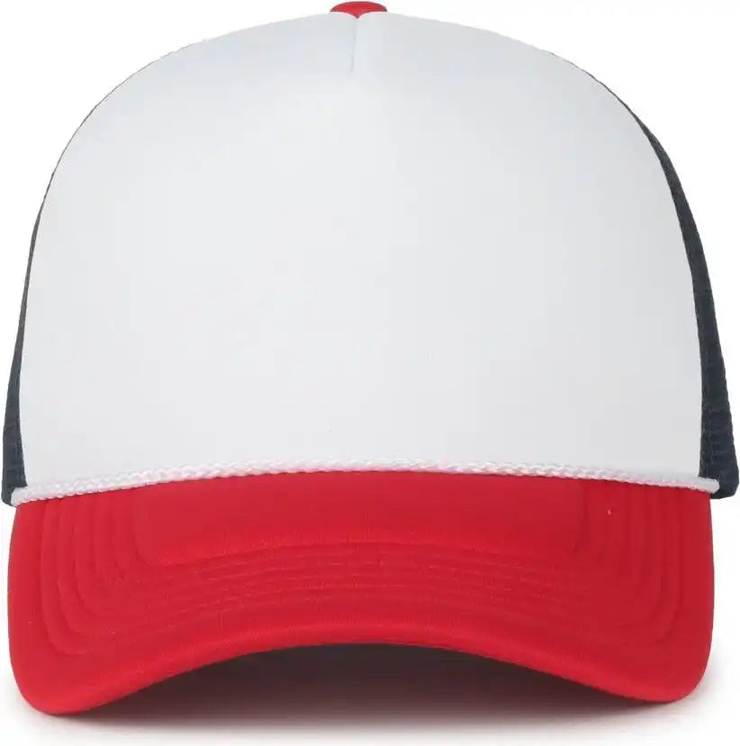 Oc Sports Ocfoam 5 Panel Foam Mesh Trucker with Cord Cap - White Navy Red - Osfm