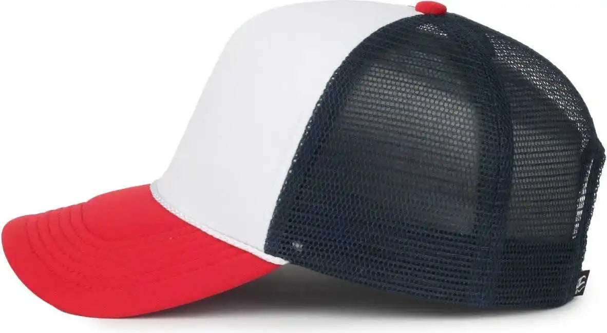 Oc Sports Ocfoam 5 Panel Foam Mesh Trucker with Cord Cap - White Navy Red - Osfm