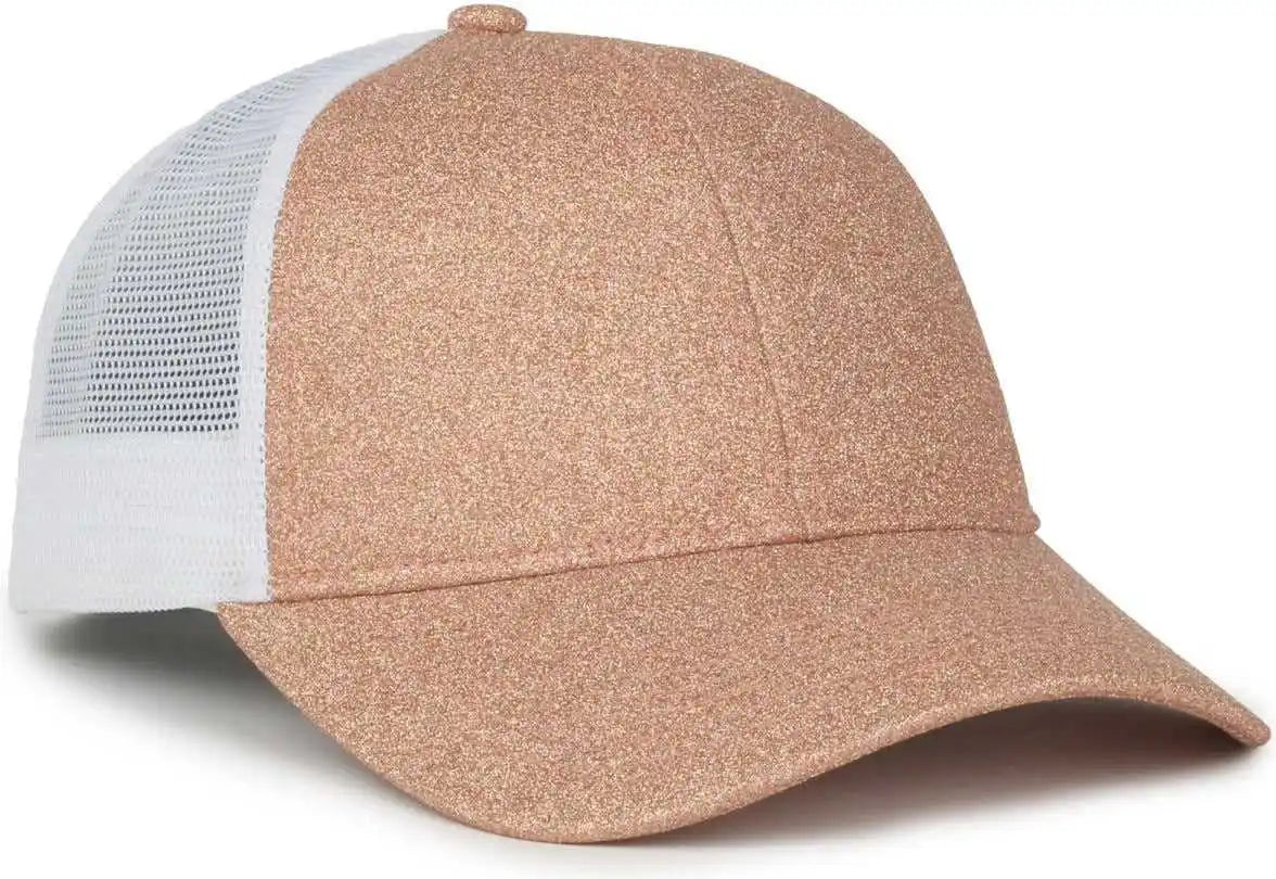 Oc Sports Ocgltr Glitter Mesh Back Cap - Rose Gold White - Ladies