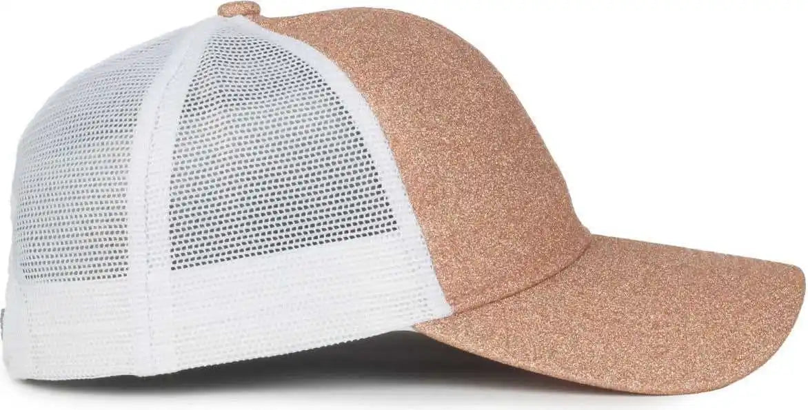 Oc Sports Ocgltr Glitter Mesh Back Cap - Rose Gold White - Ladies