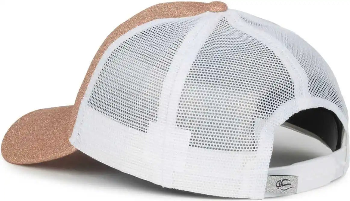 Oc Sports Ocgltr Glitter Mesh Back Cap - Rose Gold White
