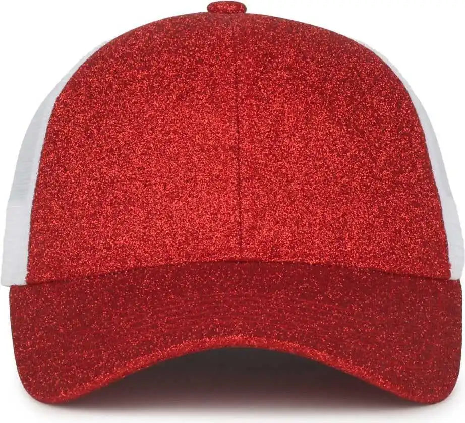 Oc Sports Ocgltr Glitter Mesh Back Cap - Ruby White - Ladies