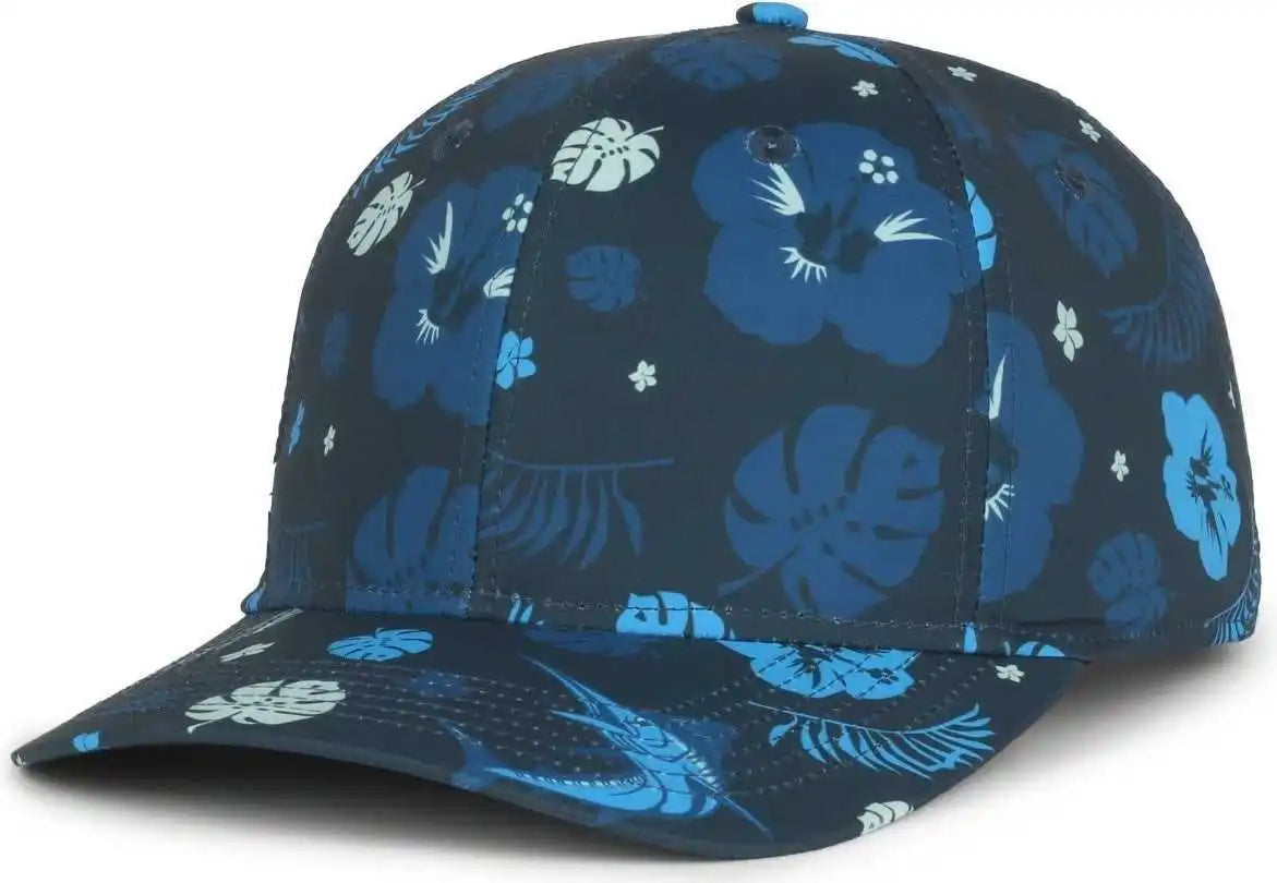 Oc Sports Ocp100 Sublimated Pattern Pro Crown Cap -hibiscus Marlin Navy - Osfm