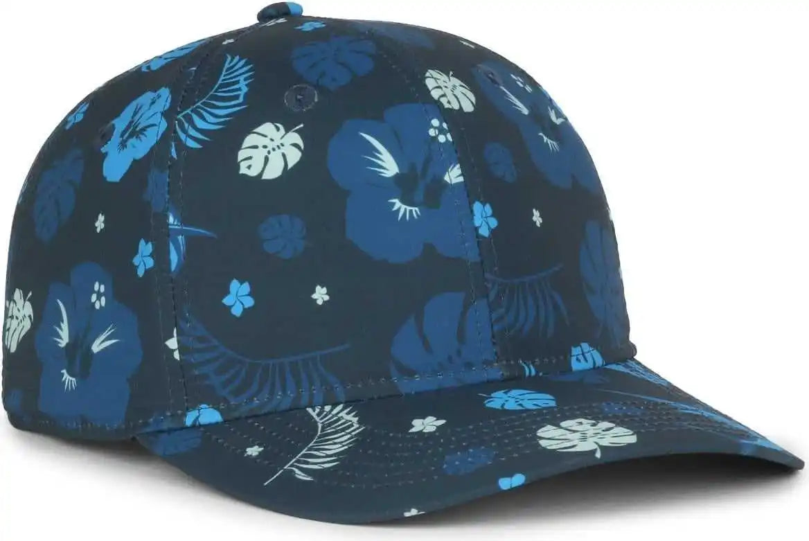 Oc Sports Ocp100 Sublimated Pattern Pro Crown Cap -hibiscus Marlin Navy - Osfm