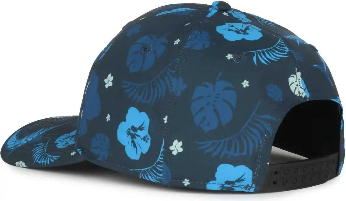 Oc Sports Ocp100 Sublimated Pattern Pro Crown Cap -hibiscus Marlin Navy - Osfm