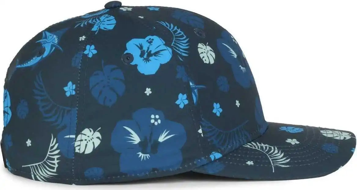 Oc Sports Ocp100 Sublimated Pattern Pro Crown Cap -hibiscus Marlin Navy - Osfm