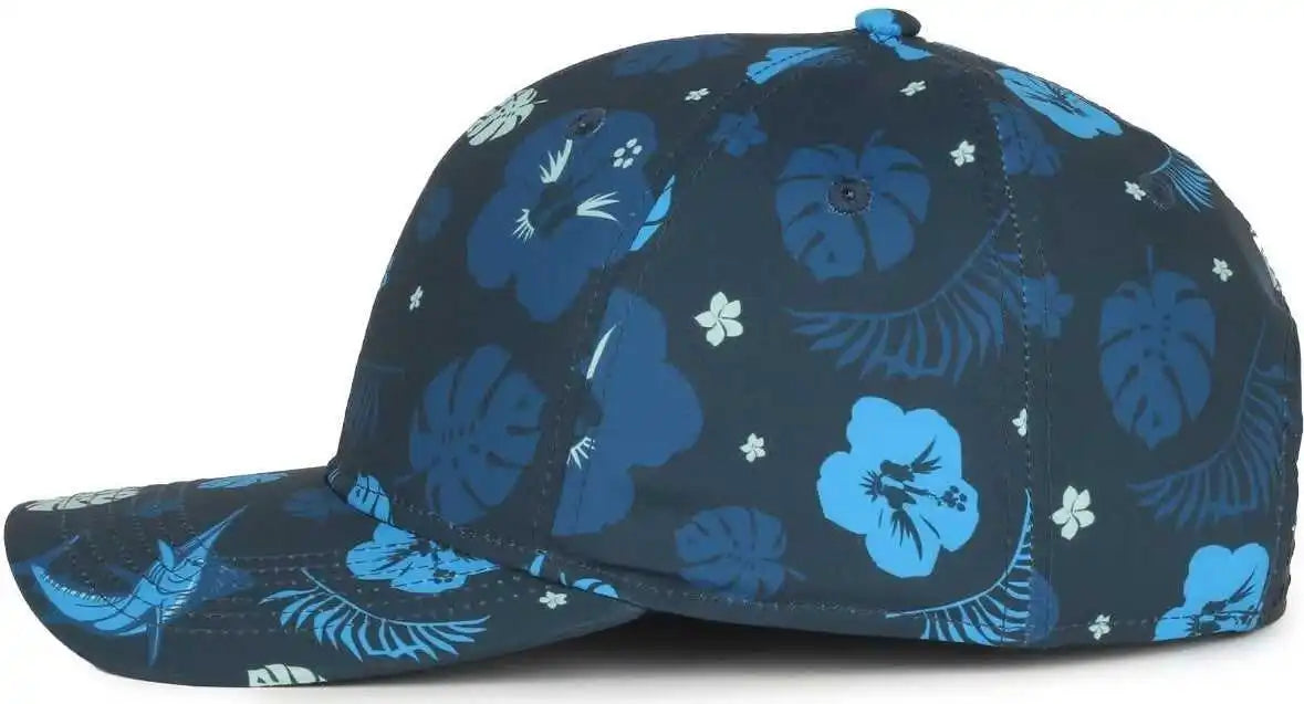 Oc Sports Ocp100 Sublimated Pattern Pro Crown Cap -hibiscus Marlin Navy - Osfm