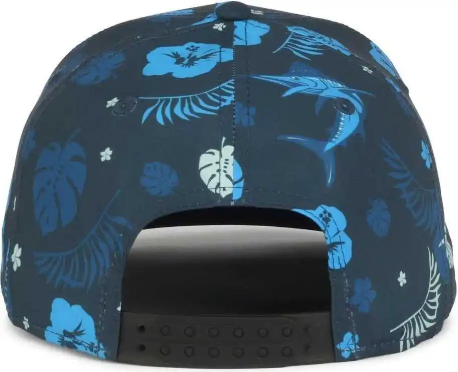 Oc Sports Ocp100 Sublimated Pattern Pro Crown Cap -hibiscus Marlin Navy - Osfm