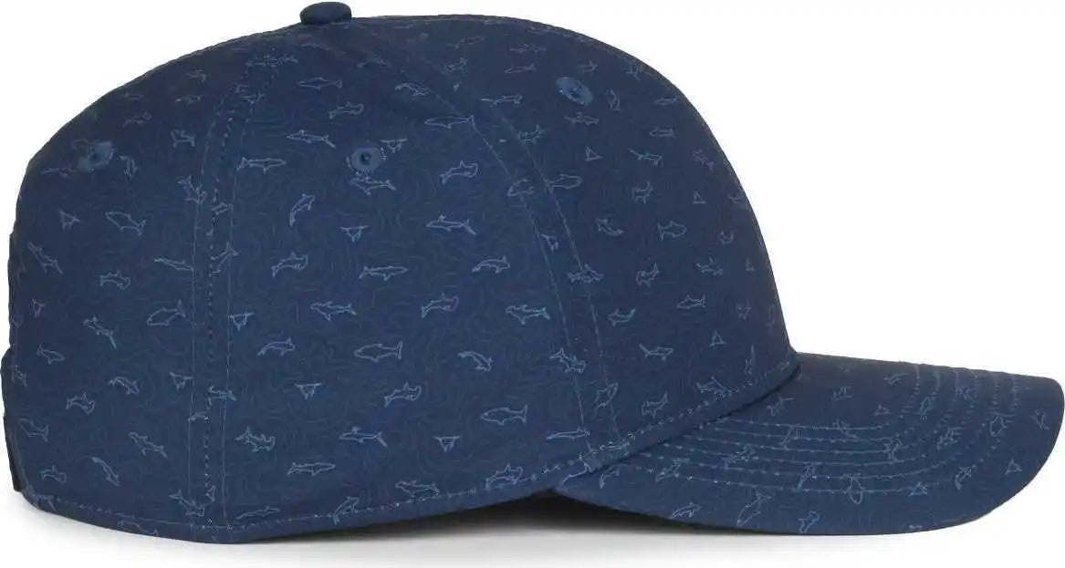 Oc Sports Ocp100 Sublimated Pattern Pro Crown Cap -sharks Navy