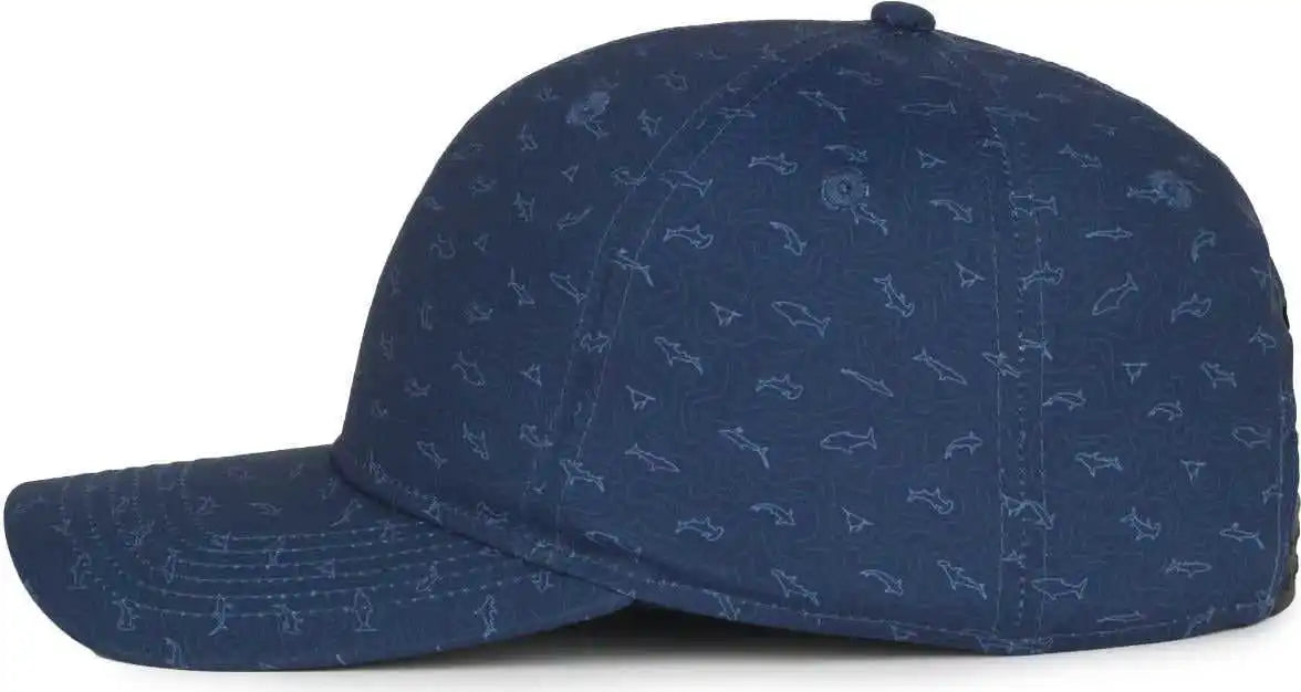 Oc Sports Ocp100 Sublimated Pattern Pro Crown Cap -sharks Navy