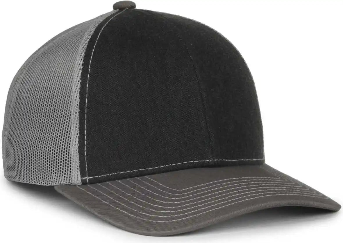 Oc Sports Pdt20m Pigment Dyed Twill Mesh Back Cap - Black Light Gray Charcoal - Dark / Osfm