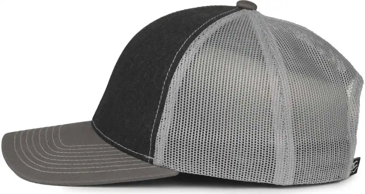 Oc Sports Pdt20m Pigment Dyed Twill Mesh Back Cap - Black Light Gray Charcoal - Dark / Osfm