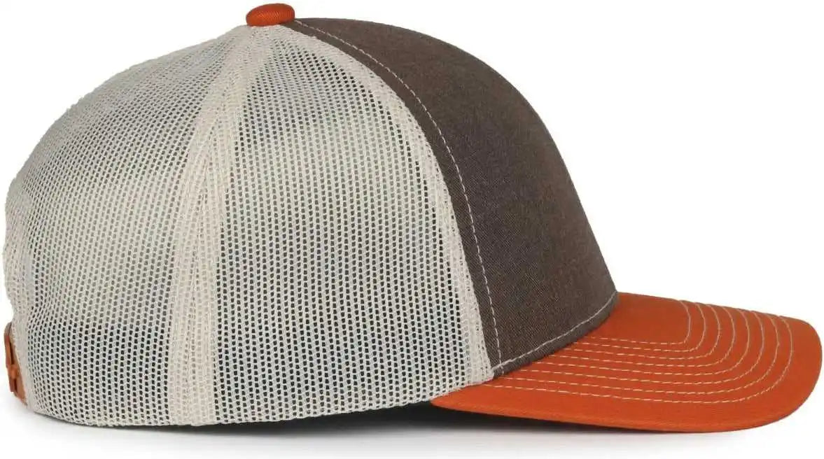 Oc Sports Pdt20m Pigment Dyed Twill Mesh Back Cap - Brown Putty Orange - Osfm