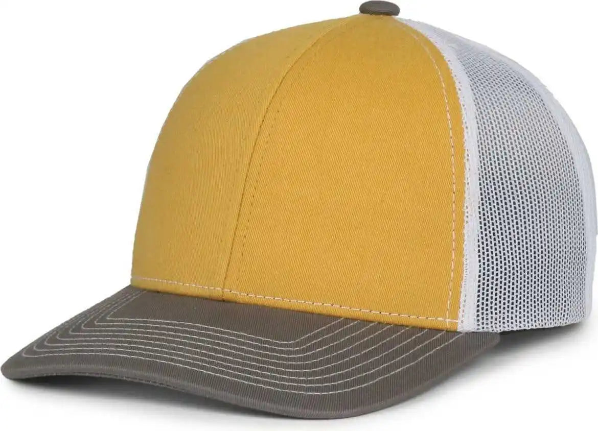 Oc Sports Pdt20m Pigment Dyed Twill Mesh Back Cap - Gold White Charcoal - Dark Gray / Osfm
