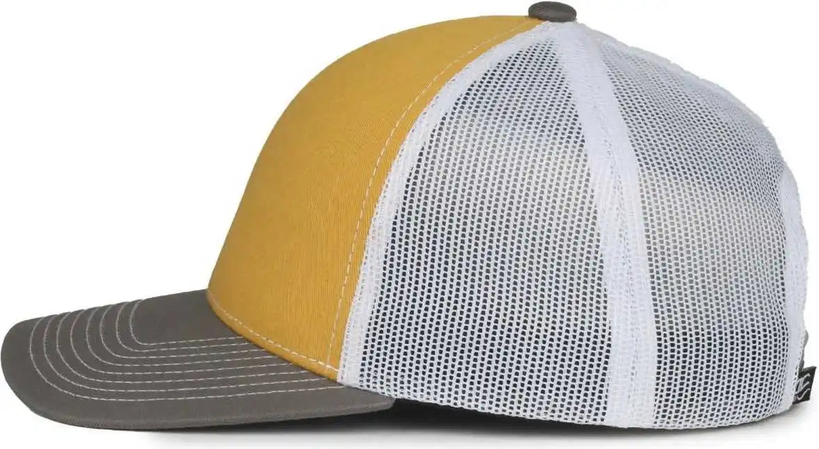 Oc Sports Pdt20m Pigment Dyed Twill Mesh Back Cap - Gold White Charcoal - Dark Gray / Osfm
