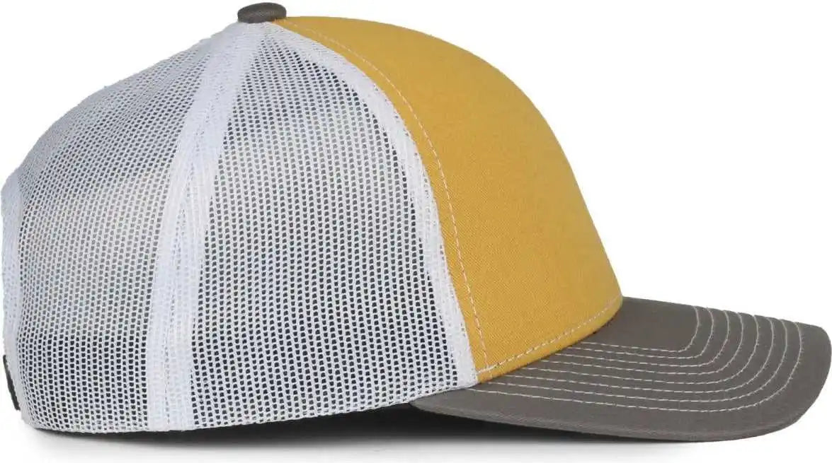 Oc Sports Pdt20m Pigment Dyed Twill Mesh Back Cap - Gold White Charcoal - Dark Gray / Osfm