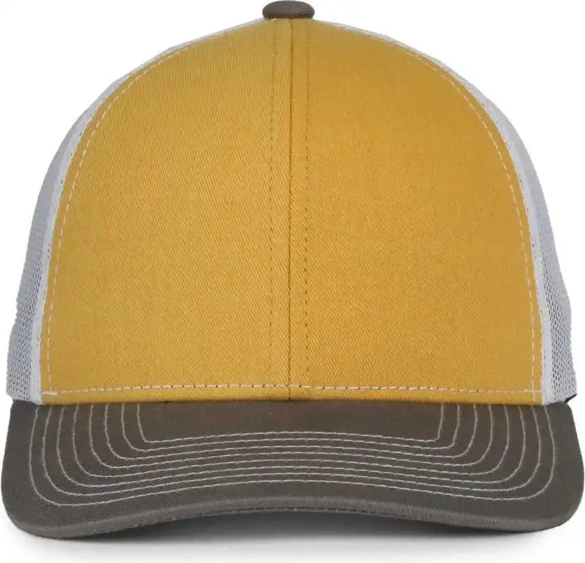 Oc Sports Pdt20m Pigment Dyed Twill Mesh Back Cap - Gold White Charcoal - Dark Gray / Osfm