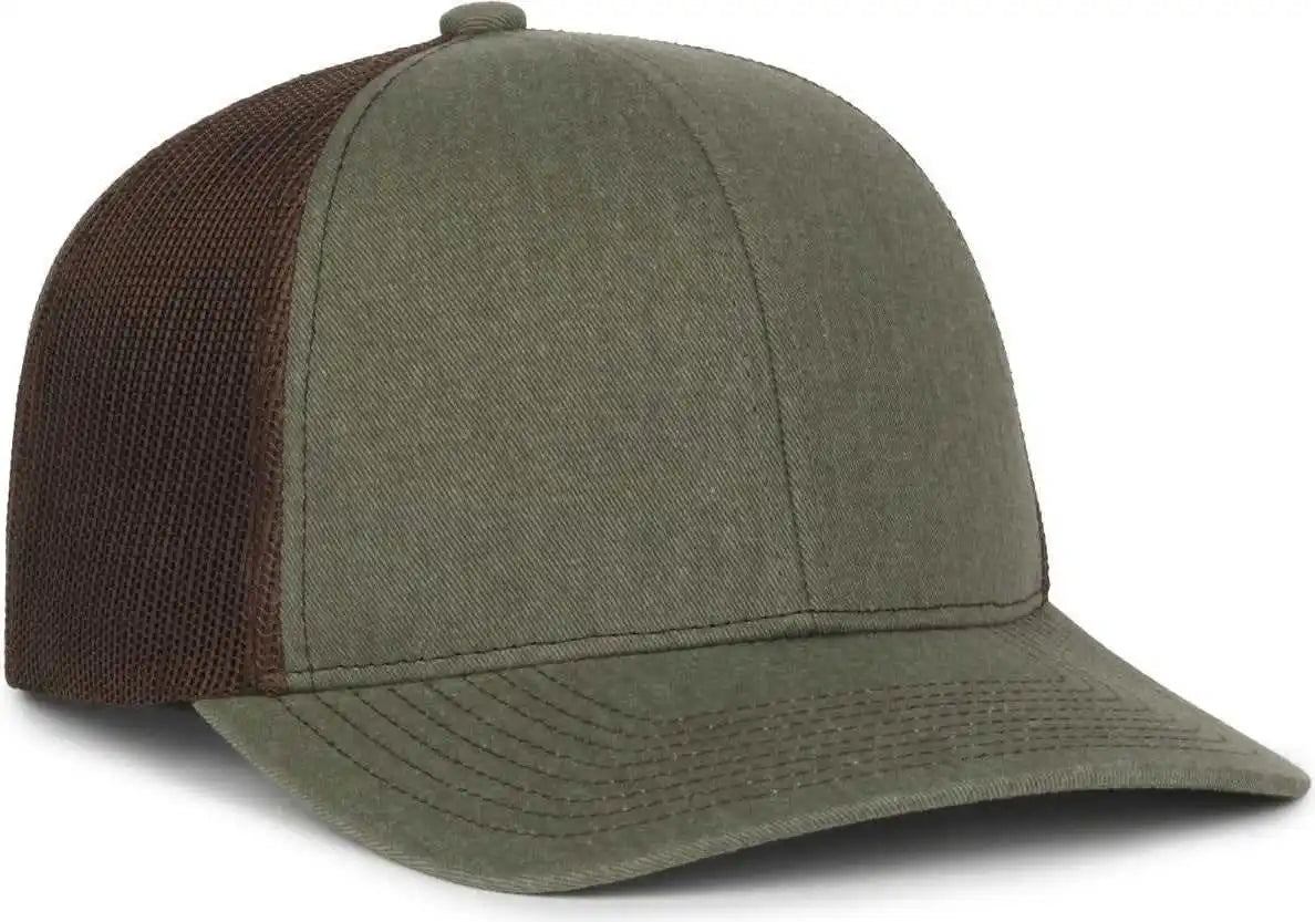 Oc Sports Pdt20m Pigment Dyed Twill Mesh Back Cap - Olive Brown - Osfm