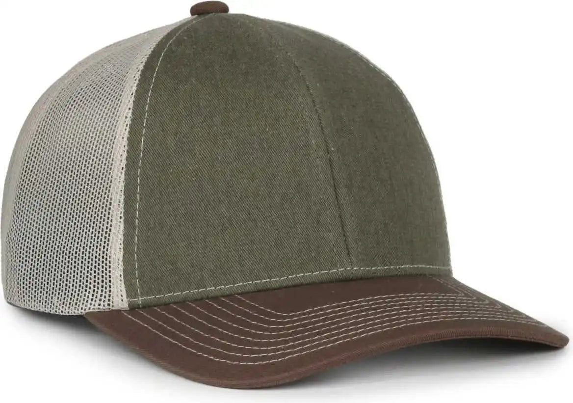 Oc Sports Pdt20m Pigment Dyed Twill Mesh Back Cap - Olive Putty Brown - Osfm