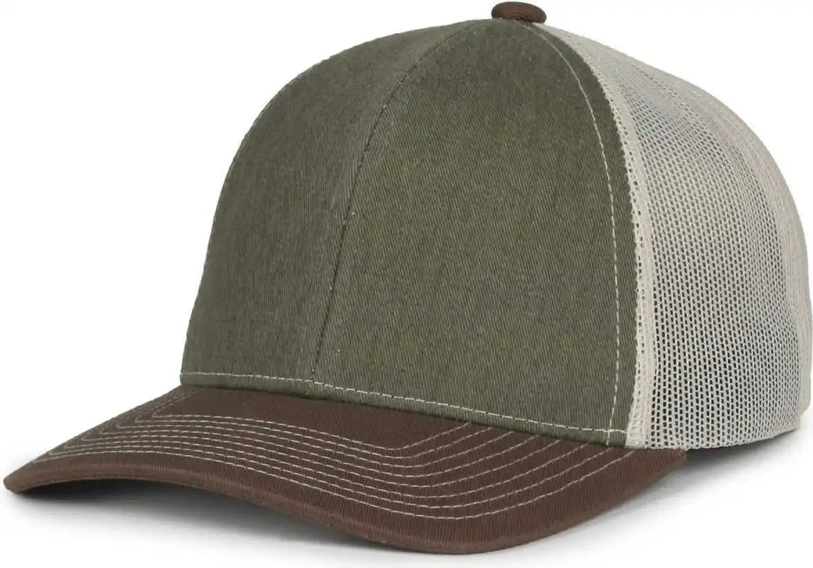 Oc Sports Pdt20m Pigment Dyed Twill Mesh Back Cap - Olive Putty Brown - Osfm