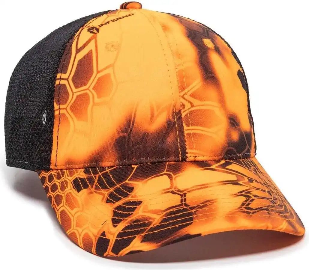 Oc Sports Pfc-150m Adjustable Mesh Back Cap - Kryptek Inferno Black - 6 7/8’’ - 7 1/2’’