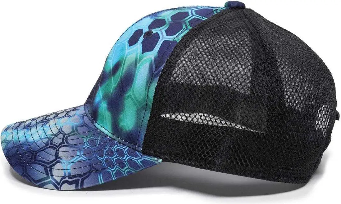 Oc Sports Pfc-150m Adjustable Mesh Back Cap - Kryptek Pontus Black - 6 7/8’’ - 7 1/2’’