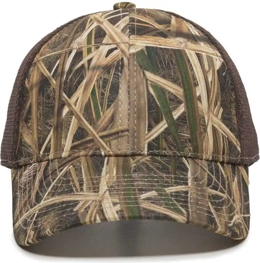Oc Sports Pfc150m Performance Camo Mesh-back Cap - Mossy Oak Shadow Grass Blades Ducks Unlimited Edition Brown - 6