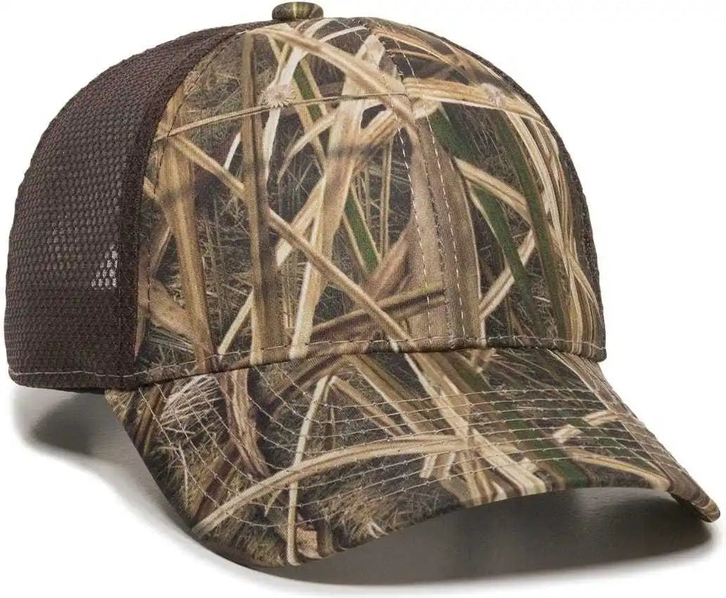 Oc Sports Pfc150m Performance Camo Mesh-back Cap - Mossy Oak Shadow Grass Blades Ducks Unlimited Edition Brown - 6