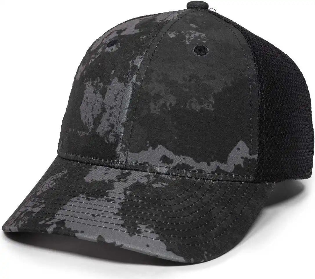 Oc Sports Pfc150m Performance Camo Mesh-back Cap - Veil Tac-black Black - 6 7/8’’ - 7 1/2’’