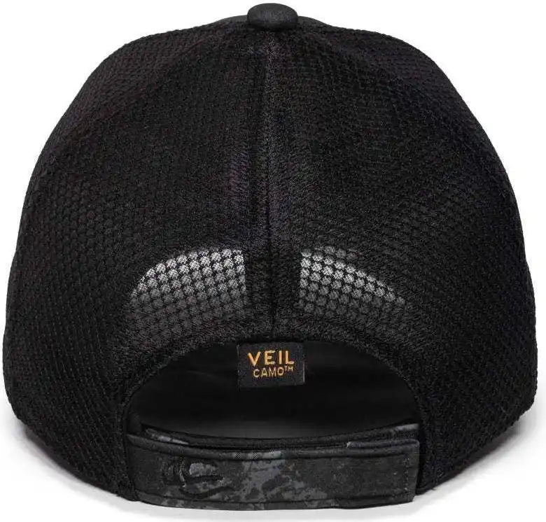 Oc Sports Pfc150m Performance Camo Mesh-back Cap - Veil Tac-black Black - 6 7/8’’ - 7 1/2’’