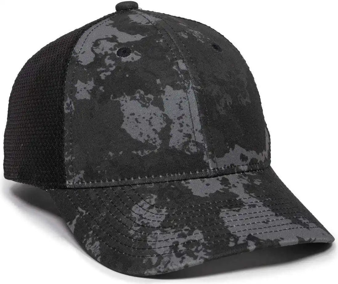 Oc Sports Pfc150m Performance Camo Mesh-back Cap - Veil Tac-black Black - 6 7/8’’ - 7 1/2’’