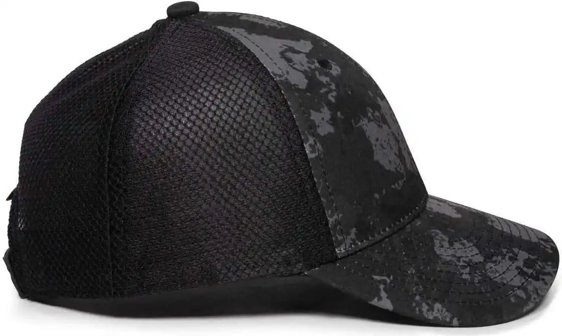 Oc Sports Pfc150m Performance Camo Mesh-back Cap - Veil Tac-black Black - 6 7/8’’ - 7 1/2’’