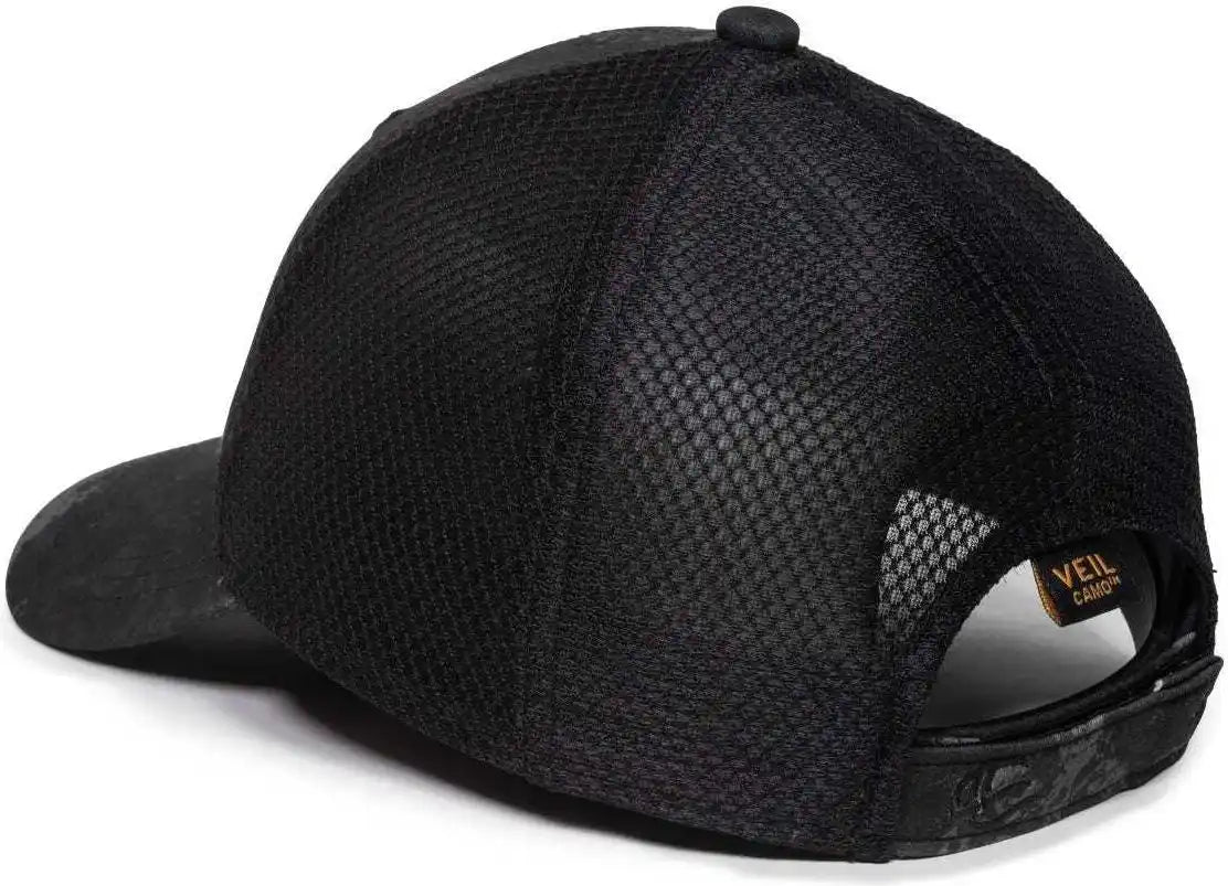 Oc Sports Pfc150m Performance Camo Mesh-back Cap - Veil Tac-black Black - 6 7/8’’ - 7 1/2’’